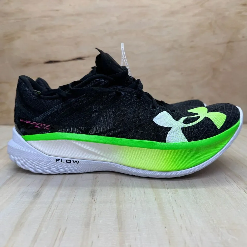 NEW Under Armour Flow Velociti Elite 2 Black Green Running sz 12 3027205-005